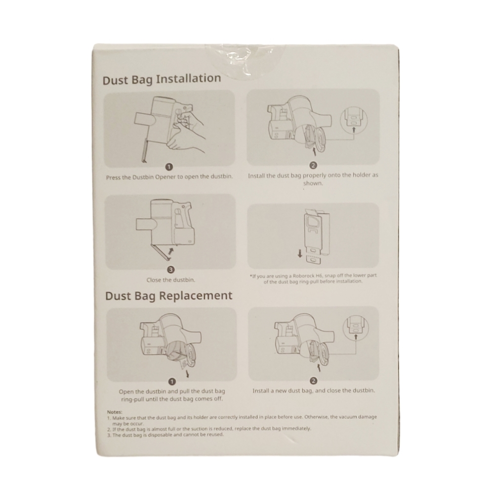 Roborock 12pk Dust Bag & Holder Set for H7 & H6 Cordless Stick Vacuum NIB - Picture 4 of 6